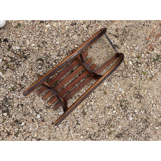 Wood Child's Vintage Davos Sled For Sale - Image 7 of 7