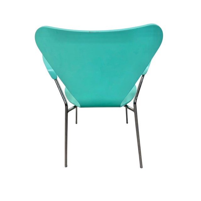 Vintage Italian Modern Turquoise Arm Chair For Sale - Image 4 of 5