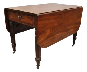 Antique Federal Sheraton Mahogany Drop Leaf Breakfast Dining Table W/ Drawer