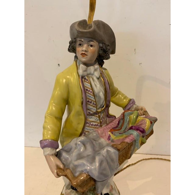 Polychrome Porcelain Group Mounted as a 20th Century Lamp For Sale - Image 8 of 10