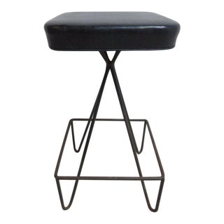 Vintage Mid-Century Wrought Iron Weinberg Bar Stool For Sale