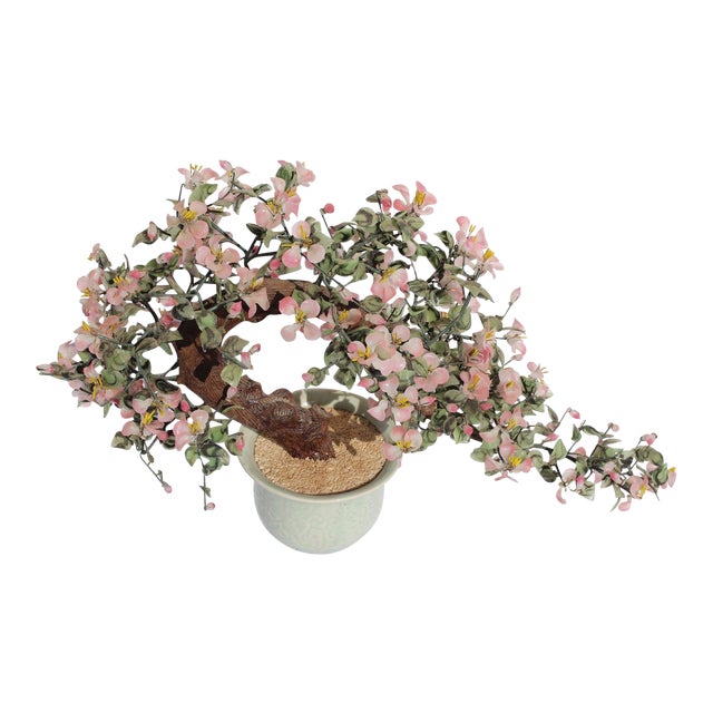 Mid Century Asian Glass Sculpture Bonsai Cherry Blossoms Chairish