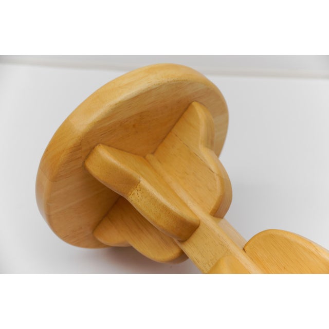 Mid-Century Modern Handmade Beech Stool, France, 1960s For Sale - Image 9 of 14