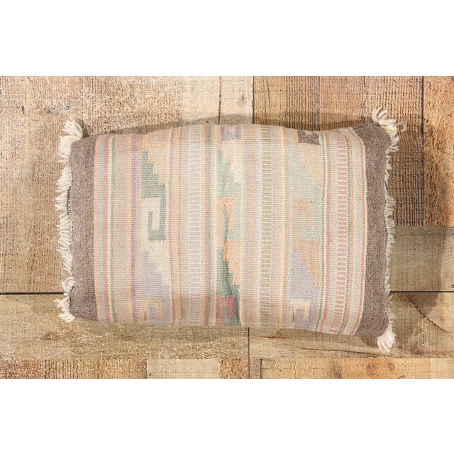 Vintage Pastel Tribal Turkish Kilim Rug Pillow - 01'03 X 01'08 For Sale - Image 9 of 10