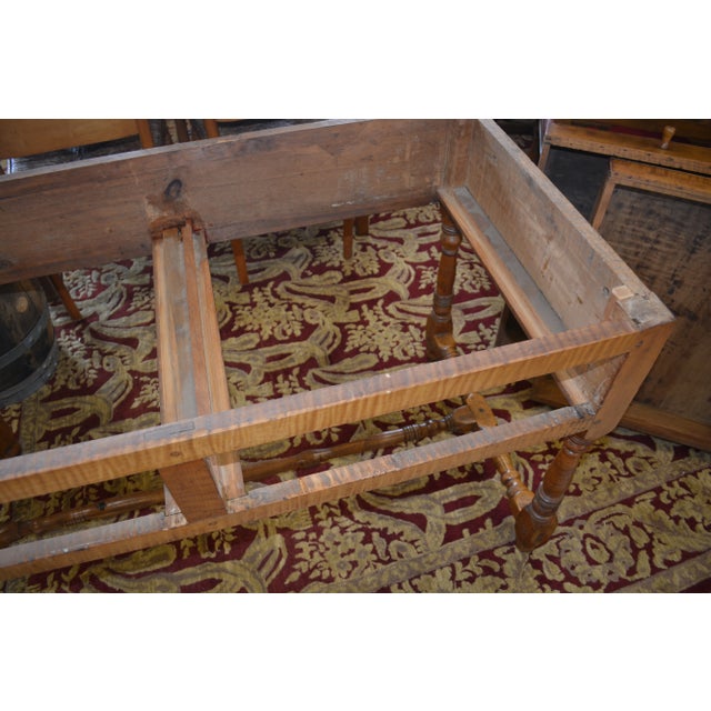 Auburn Early 1900s Antique Rustic Golden Wood Mahogany Library Table / Desk Primitive Pegged Construction For Sale - Image 8 of 12