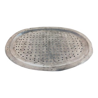 Antique Pewter Strainer Mazarine Pierced Tray For Sale