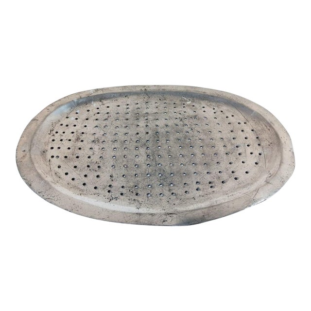 Antique Pewter Strainer Mazarine Pierced Tray For Sale