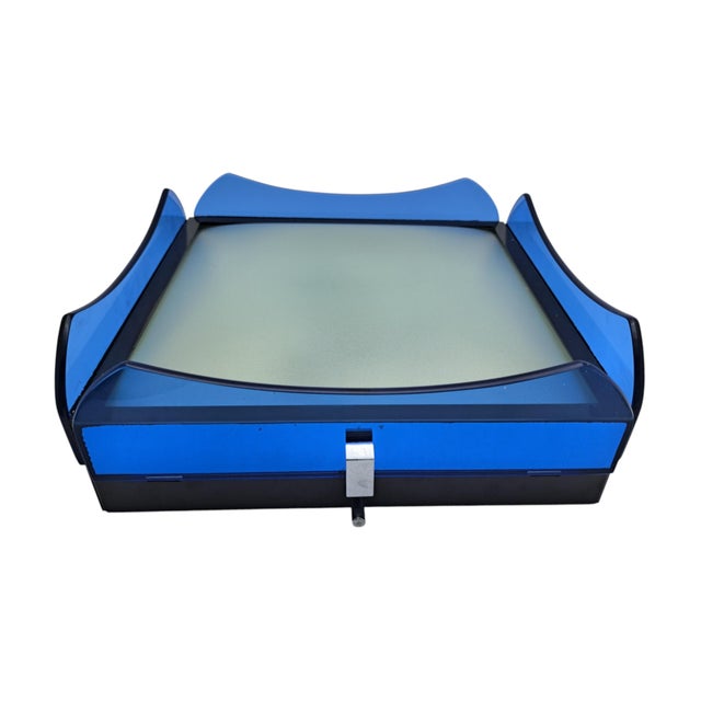 Mid-Century Modern Blue Cut Glass Ceiling Lamp, Veca, 1970s For Sale - Image 3 of 13