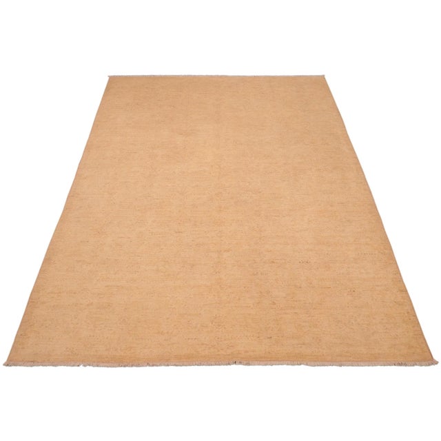 Classic Ziegler Tan Hand-Knotted Wool Rug - 6'1'' X 8'10'' For Sale In New York - Image 6 of 8