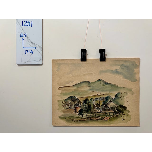 Henry Emil Salloch Original Watercolor on Paper Rural Village, 1936. For Sale - Image 10 of 10