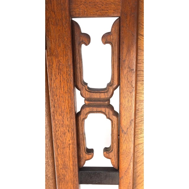 Very Fine Mid Century Modern Teak 4 Panel Decorative Screen Room Divider For Sale - Image 10 of 12