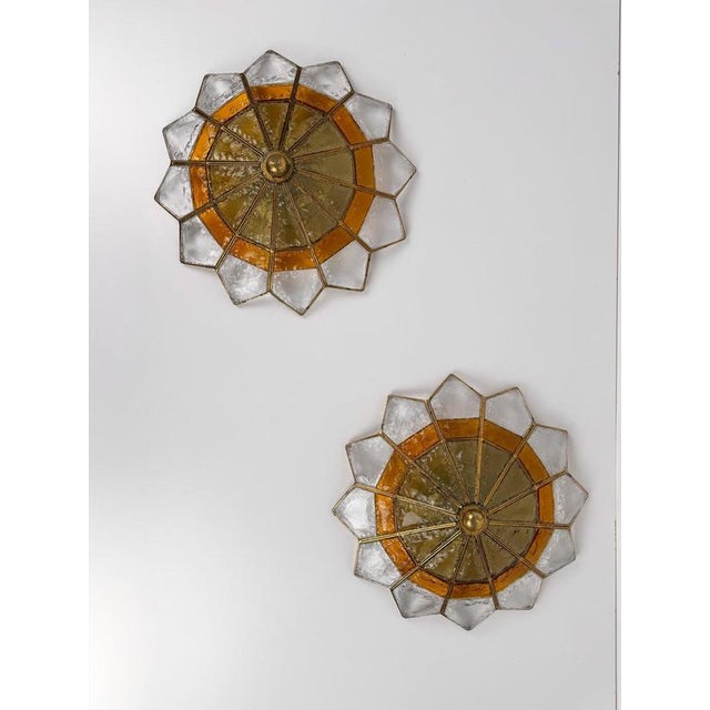 Vintage Hammered Glass and Wrought Iron Wall Lights by Longobard, 1970s, Set of 2 For Sale - Image 14 of 18