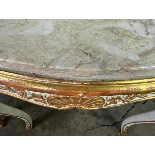 Pair of Giltwood & Painted Marble-Top Side Tables With Drawers For Sale - Image 11 of 13