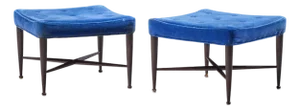 Edward Wormley for Dunbar Model 5002 Mid Century Thebes Mahogany Stools - Pair