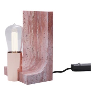 Contemporary Tekna Walcott Table Lamp in Copper and Marble Travertino Rosso For Sale