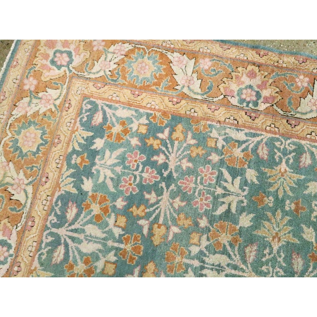 Robin's Egg Blue Galerie Shabab Collection Mid-20th Century Indian Amritsar Rug For Sale - Image 8 of 11