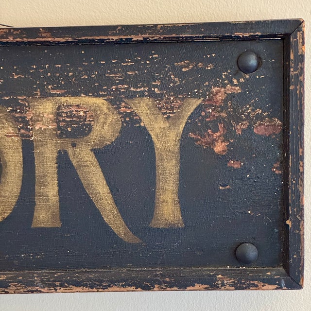 Early 20th Century Antique Large "The Red ★ Laundry" Horizontal Wood Sign With Gold Whimsical Lettering & Red Star For Sale - Image 10 of 17