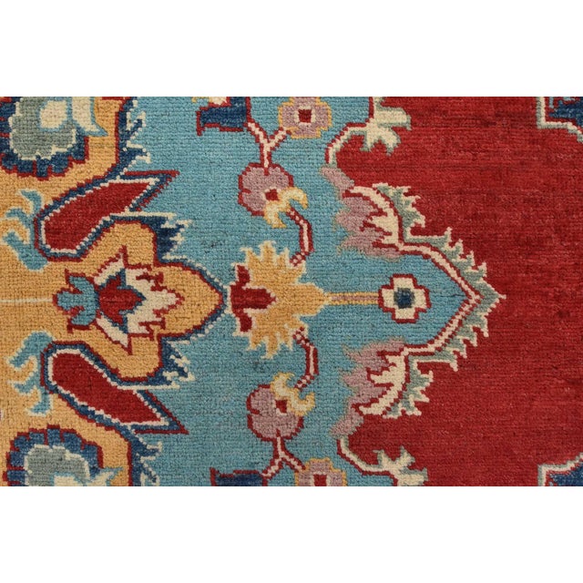 Red Caucasian Rug 8’2” X 9’10” Red Wool Traditional Hand-Knotted Oriental Carpet For Sale - Image 8 of 15