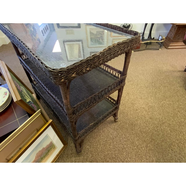 20th Century Wicker Tier Table For Sale In New York - Image 6 of 10