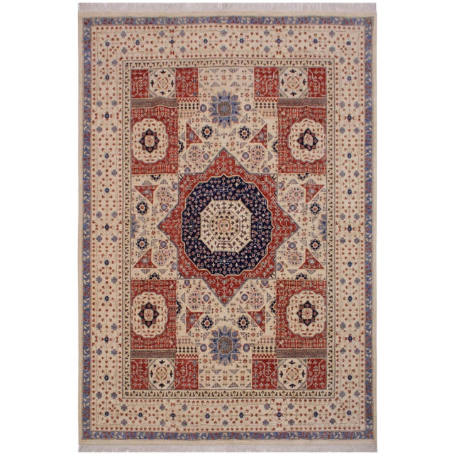 1990s Shabby Chic Rustic Ivory Wool Rug - 8′1″ × 10′2″ For Sale