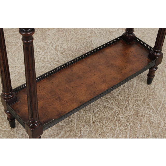 Theodore Alexander 2 Tier Leather Wrapped Console Table For Sale - Image 12 of 16