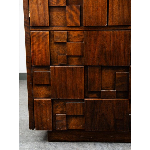 Mid Century Modern Dresser Highboy Lane Mosaic Pueblo Brutalist 5 Drawer Wood For Sale - Image 11 of 13