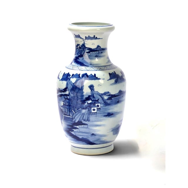 Early 20th Century Set of Two Chinese Blue & White Porcelain Vases. (The Central Vase Is Sold) For Sale - Image 5 of 11