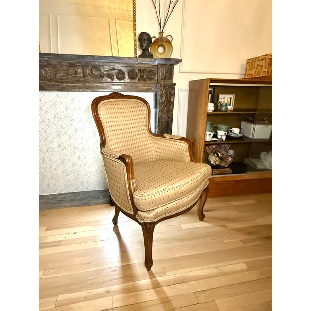 French Country Vintage French Louis XV Style Carved Wood Accent Armchair For Sale - Image 3 of 8