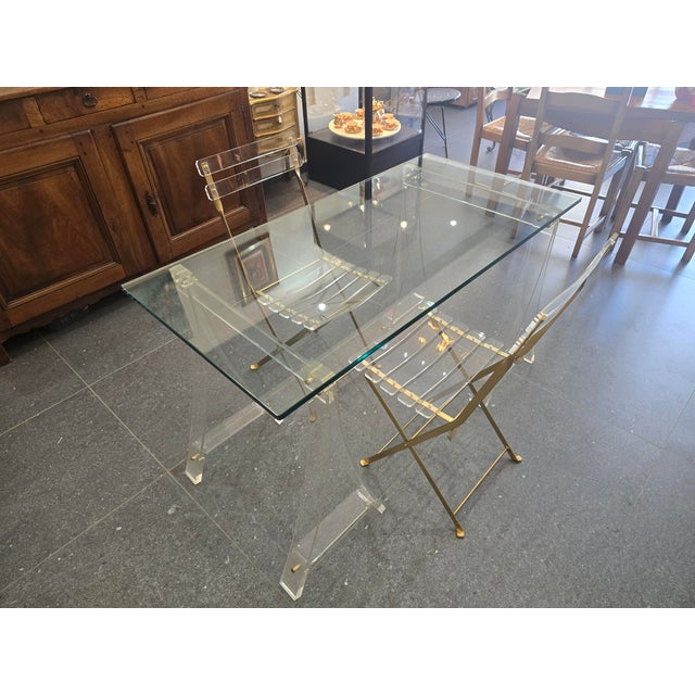 Les Invisibles de Marais Table and Chairs from Marais International, 1978, Set of 3 For Sale - Image 4 of 18