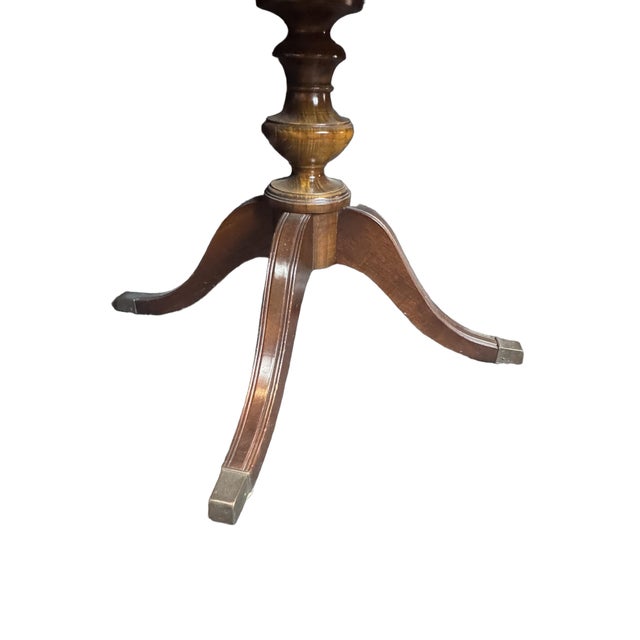 Antique Duncan Phyfe Style Mahogany Drum Center Table With Gold-Tooled Leather Top, Early 20th Century For Sale - Image 9 of 14