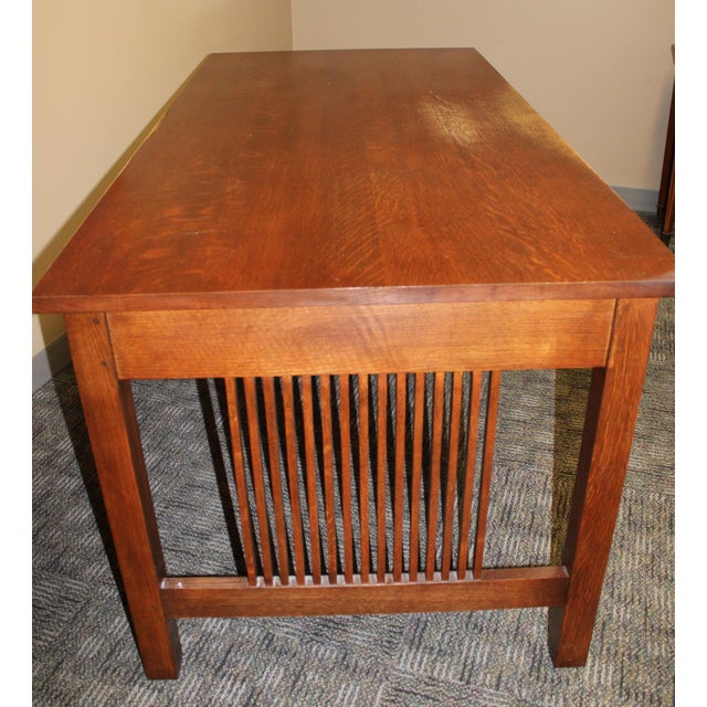 Mission Stickley 3-Drawer Library Table Writing Desk For Sale - Image 3 of 5