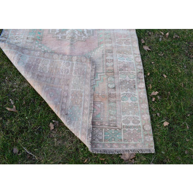 Distressed Turkish Oushak Hand Knotted Floor Rug - 3'6'' X 6'3' For Sale - Image 11 of 12