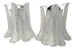 Murano Glass Selle Sconces in Polished Kromo Metal Frame by Simoeng, Set of 2