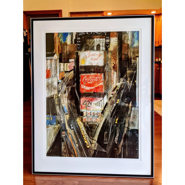 1980s "Times Square" Cityscape Lithograph, Framed For Sale - Image 12 of 12