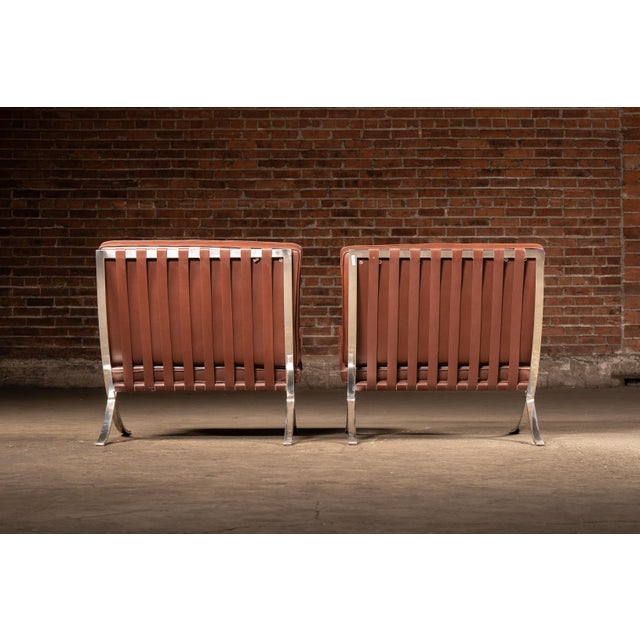 Metal Pair of Barcelona Chairs - Mies Van Der Rohe for Knoll For Sale - Image 7 of 16