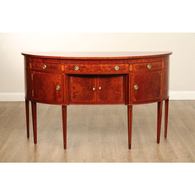Hepplewhite Style Banded Mahogany Demilune Sideboard For Sale - Image 11 of 18