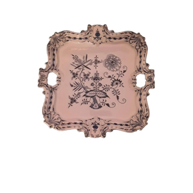 Large Mid-Century Blue and White Porcelain Plate from Meissen For Sale