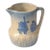 Early 20th Century Dutch Windmill Tulip Motiv Blue Beige Stoneware Pitcher For Sale