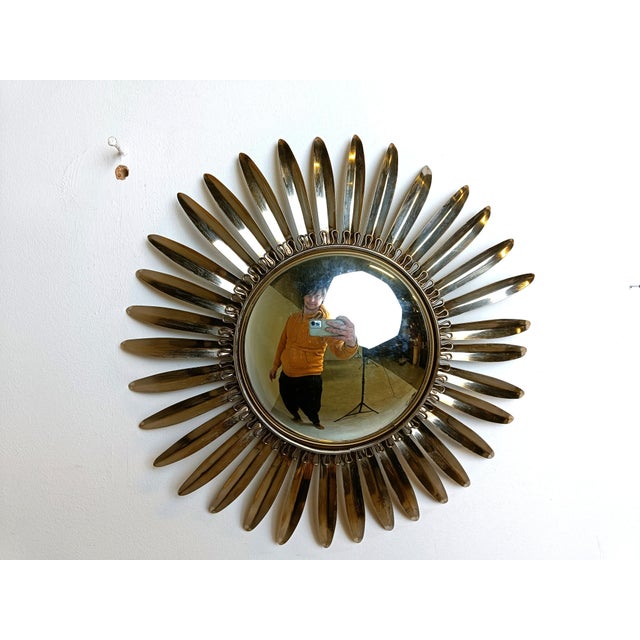 Gold Vintage Brass Sunburst Mirror, 1970s For Sale - Image 8 of 13