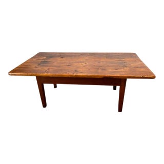 19th Century Antique Early American Primitive Rustic Pine Cocktail Coffee Table For Sale