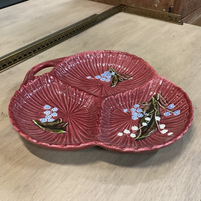 Mid 20th Century Crimson Majolica Platter For Sale In Atlanta - Image 6 of 11