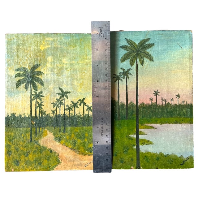 Pair of Late 19th Century Florida Landscape Oil Paintings on Canvas, Signed For Sale - Image 13 of 13