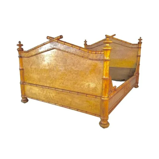 French French Burlwood and Faux Bamboo Bed by Maison Krieger For Sale - Image 3 of 10