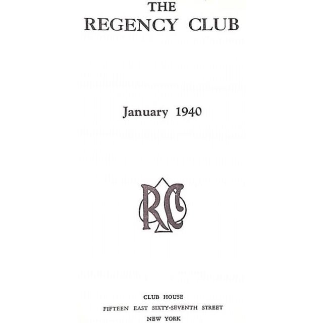 [52] pp. Privately Printed 1940 6 3/4" x 4 1/4" Fifteen East Sixty-Seventh Street New York History of the Regency Whist...