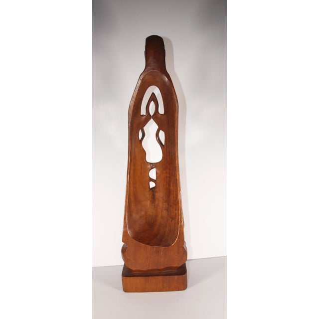 2010s Hand Carved Walnut Wood Abstract Statue of Virgin Mary/Madonna 22” For Sale - Image 5 of 8