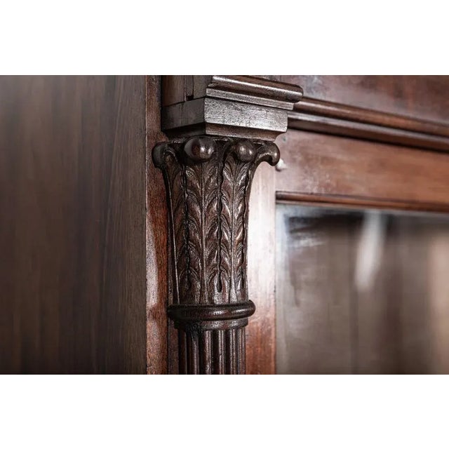 Large English Glazed Apothecary Wall Cabinet in Mahogany, 1870 For Sale - Image 12 of 14