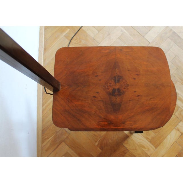 Brown Modernist Floor Lamp in Glass, Wood, and Steel with Shelves, 1950s For Sale - Image 8 of 16