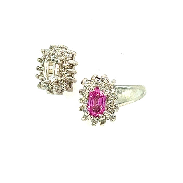 Metal Natural Sapphire Bypass Ring 7 14k W Gold 0.74 TCW Certified For Sale - Image 7 of 15