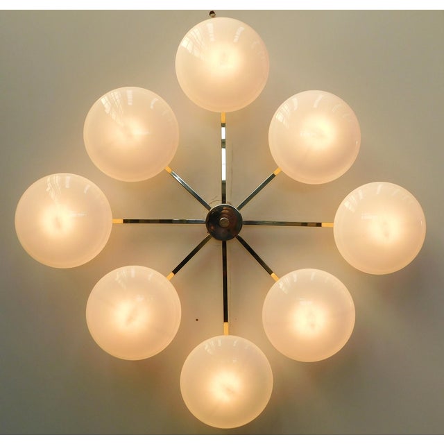 Italian 21st Century Otto Polished Brass Glossy White Murano Glass Flush Mount by Fabio LTD For Sale - Image 3 of 4