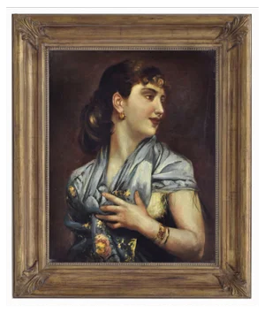 Lady with Blue Scarf, Neapolitan School, 2002, Oil on Canvas, Framed